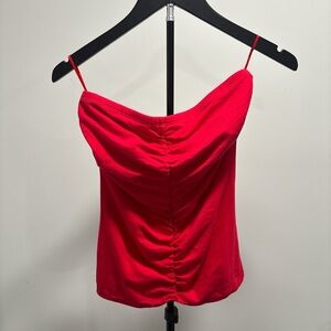 Ambiance Red Ruched Cowl Neck Camisole